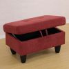 Red Flannel Living Room Sofa Ottoman - Red