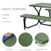 All Weather Outdoor Picnic Table Bench Set with Metal Base Wood - Green