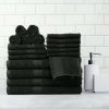 Basic Solid 18-Piece Bath Towel Set Collection - Black