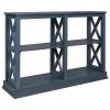 Console Table with 3-Tier Open Storage Spaces and 'X' Legs, Narrow Sofa Entry Table for Living Room, Entryway and Hallway  - navy blue