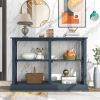 Console Table with 3-Tier Open Storage Spaces and 'X' Legs, Narrow Sofa Entry Table for Living Room, Entryway and Hallway  - navy blue