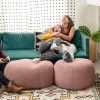 Jaxx Ellis Ottoman Shearling Faux-Lamb Plush Pouf for Modern Interior Design, Oval, Pink - Pink - Faux-Sheep