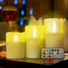 3Pcs Flameless Candles Votive Candles Wireless Battery Operated LED Flickering Candles w/ Remote Control Timer - Ivory