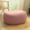 Jaxx Ellis Ottoman Shearling Faux-Lamb Plush Pouf for Modern Interior Design, Oval, Pink - Pink - Faux-Sheep