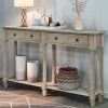 Console Table Sofa Table Easy Assembly with Two Storage Drawers and Bottom Shelf for Living Room, Entryway - Gray Wash