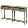 Console Table Sofa Table Easy Assembly with Two Storage Drawers and Bottom Shelf for Living Room, Entryway - Gray Wash