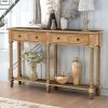 Console Table Sofa Table Easy Assembly with Two Storage Drawers and Bottom Shelf for Living Room, Entryway - Old Pine