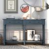 Console Table Sofa Table Easy Assembly with Two Storage Drawers and Bottom Shelf for Living Room, Entryway - Antique Navy