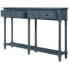 Console Table Sofa Table Easy Assembly with Two Storage Drawers and Bottom Shelf for Living Room, Entryway - Antique Navy