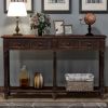 Console Table Sofa Table Easy Assembly with Two Storage Drawers and Bottom Shelf for Living Room, Entryway - Espresso