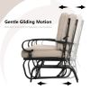 2 Seats Outdoor Swing Glider Chair with Comfortable Cushions - Beige