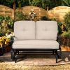 2 Seats Outdoor Swing Glider Chair with Comfortable Cushions - Beige