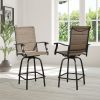 Outdoor Swivel Bar Stools Patio Sling Bar Chairs Padded with Quick Dry Foam, Set of 2 - Set of 2