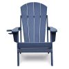 Folding Adirondack Chair Weather Resistant, Outdoor HDPE Lawn Chair - Blue