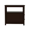 End Table Narrow Nightstand With Two Drawers And Open Shelf-Brown - brown