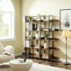 [VIDEO] 5 Tier Bookcase Home Office Open Bookshelf, Vintage Industrial Style Shelf with Metal Frame, MDF Board - as Pic