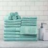 Basic Solid 18-Piece Bath Towel Set Collection - Aqua