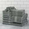 Basic Solid 18-Piece Bath Towel Set Collection - School Grey