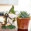 Cartoon Gnome Dwarf Statue Garden Lighting Waterproof Resin Figurines Solar Light Outdoor Lawn Courtyard Night Decorative Lamp - H