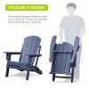 Folding Adirondack Chair Weather Resistant, Outdoor HDPE Lawn Chair - Blue